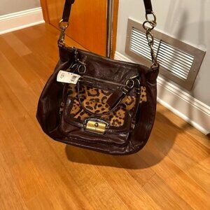 Coach Kristin Pinnacle Haircalf Ocelot Leather Satchel Shoulder Bag 19956